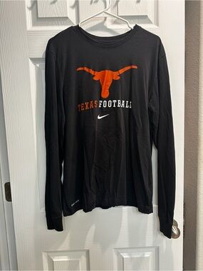 Nike Black Dri-FIT Long Sleeve Tee with White and Orange Logo